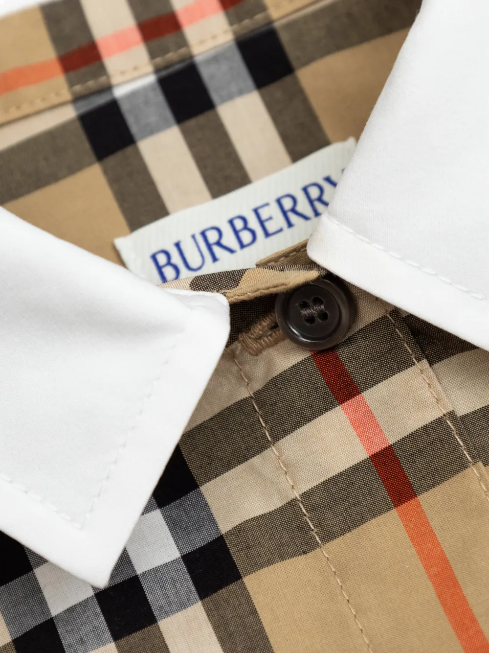 Рубашка в клетку с воротником BURBERRY KIDS, нейтральный — фото 3