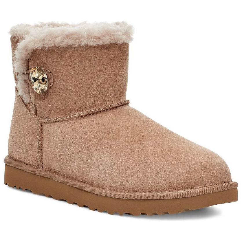 Сапоги UGG с золотой пуговицей, коричневый — фото 4