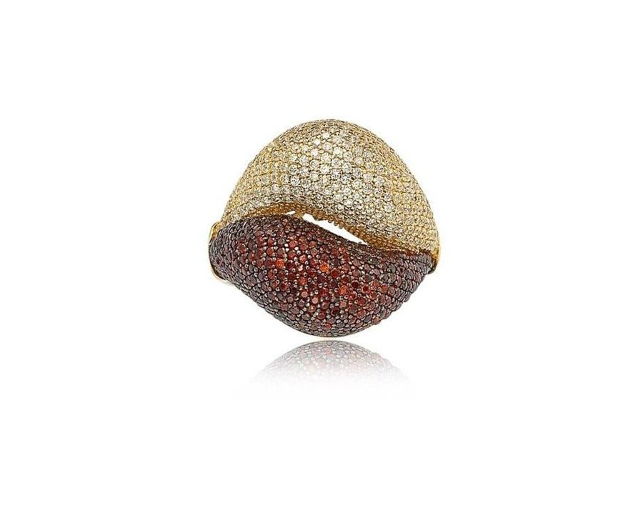 

Кольцо Suzy Levian из стерлингового серебра с двойным слоем кубического циркония, инкрустированное фианитами Suzy Levian New York, Gold