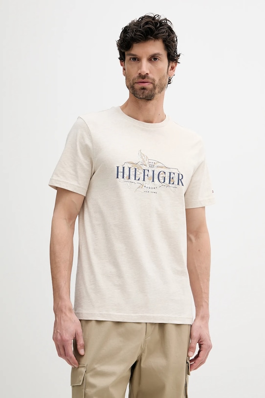 

Хлопковая футболка Tommy Hilfiger, бежевый