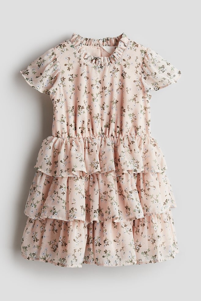 

Шифоновое платье с воланами H&M, розовый