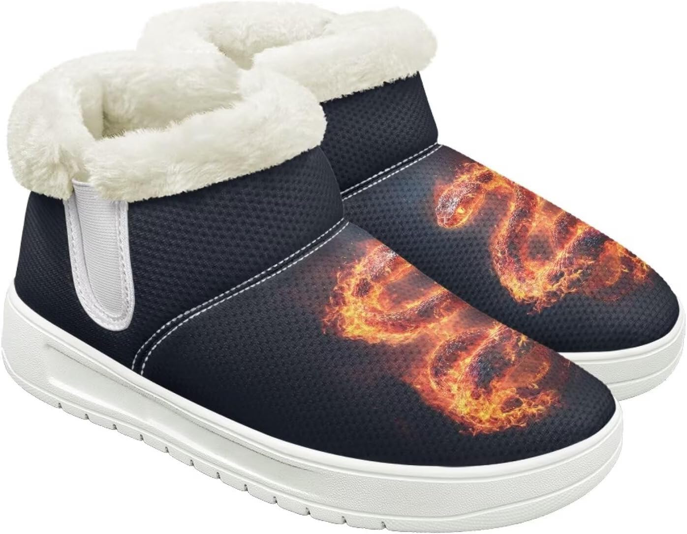 

Зимние ботинки для женщин и мужчин, пушистые снежные ботинки с флисовой подкладкой и тянущимся верхом Cugasmaru, Snake