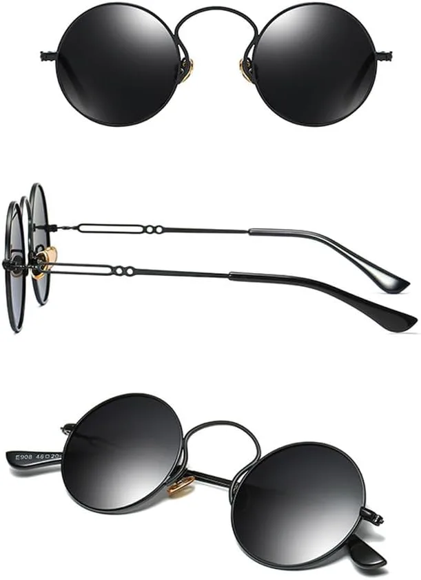 

Модные маленькие круглые солнцезащитные очки для мужчин и женщин, стильные, с зеркальными линзами и выемками на дужках, в стиле ретро HVTVTLA, Bronze Brown