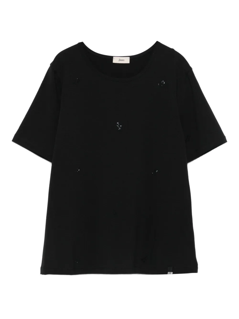 

Футболка с короткими рукавами, украшенная стразами Herno, черный