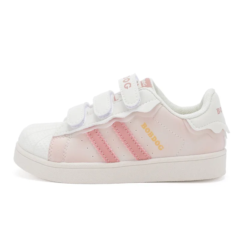 Детские скейтерские кроссовки low top из искусственной кожи, дышащие и устойчивые к истиранию BOBDOG, Milky Soft Pink (Spring Fall)