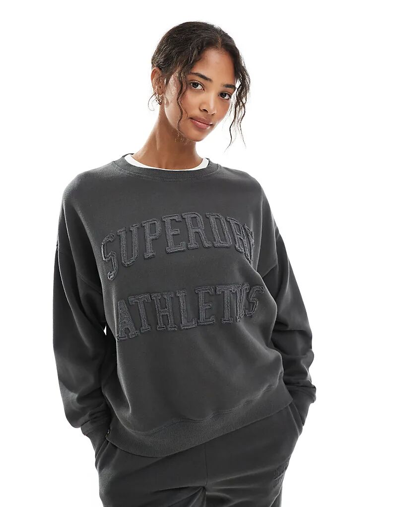 

Толстовка Superdry Athletic essentials с тональной аппликацией, угольного цвета