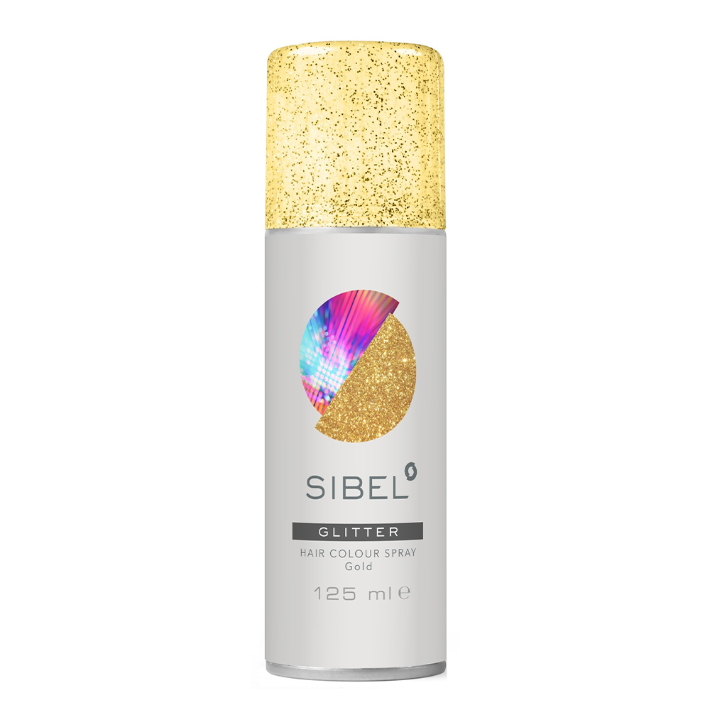 

Цветной лак для волос с золотыми блестками hair color spray, gold glitter Sibel, 125 мл