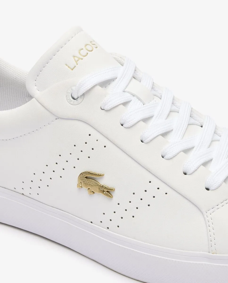 Женские спортивные кроссовки Powercourt 2.0 из кожи белого цвета Lacoste, белый — фото 3