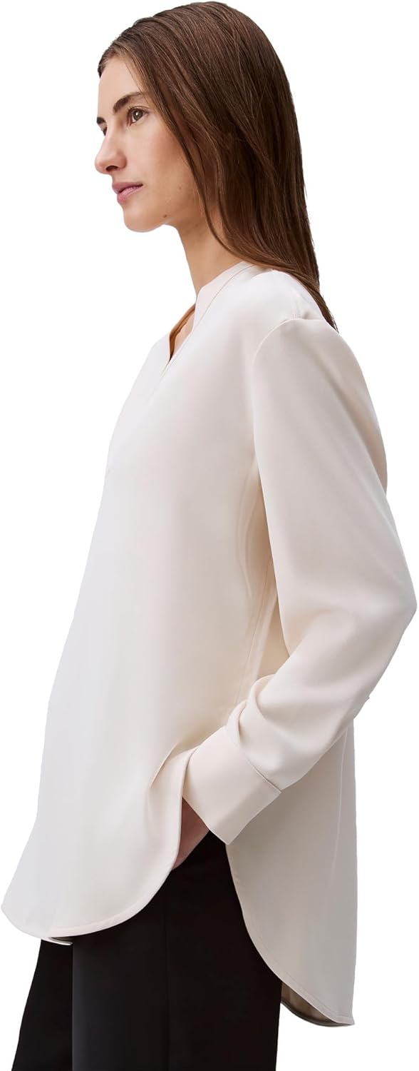 Женская свободная блузка Calvin Klein с V-образным вырезом, Parchment — фото 4
