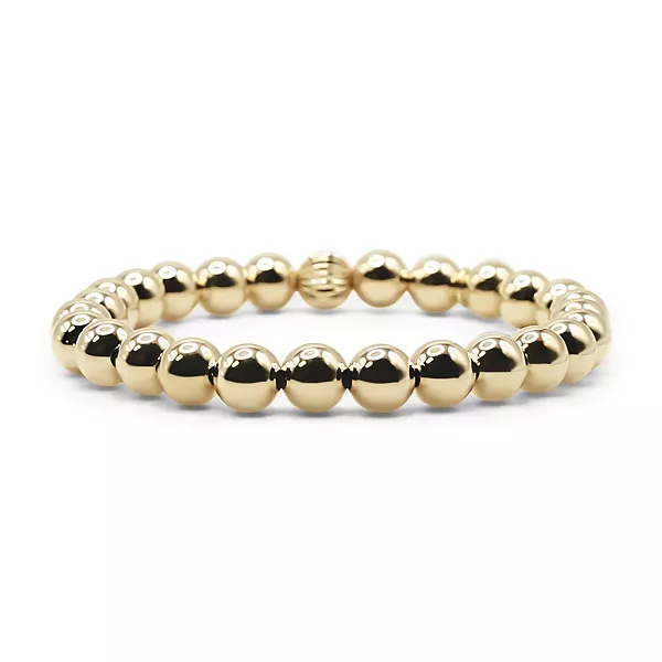 

Не тускнеющий браслет с золотым напылением, 7 мм, эластичный браслет с золотыми шариками Bowood Lane, gold