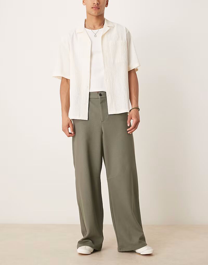 

Строгие брюки ASOS DESIGN Horseshoe из твила цвета хаки
