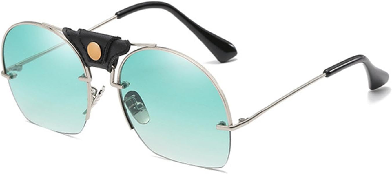 

Солнцезащитные очки в полуободковой оправе для женщин и мужчин, роскошные, с металлическим градиентом, увеличенного размера, защита от УФ-излучения UV400 VFDHN, Silver Frame Green