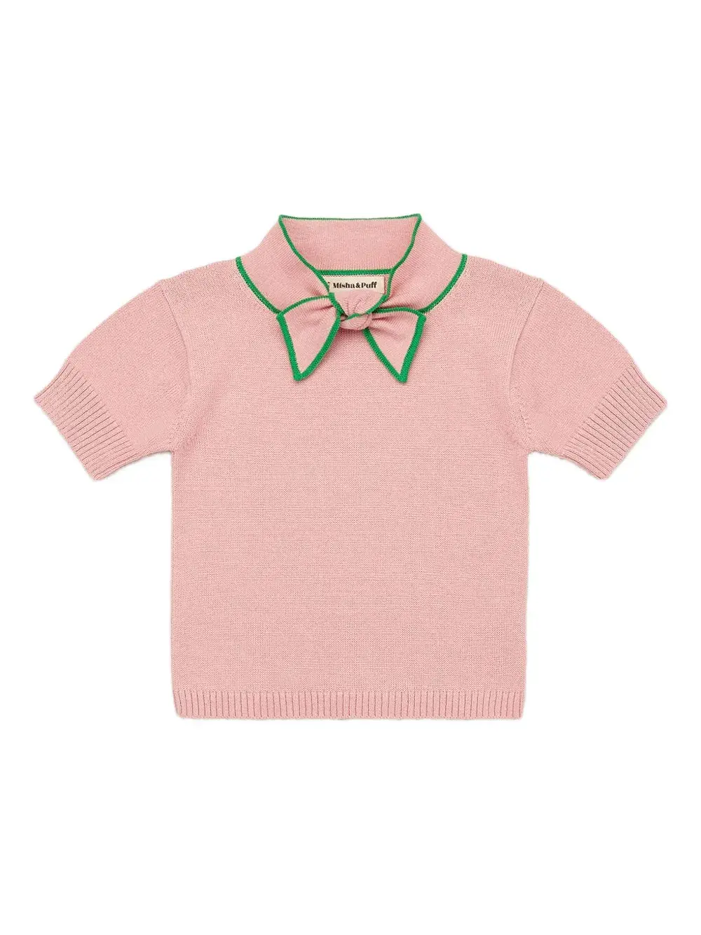 

Футболка с воротником-поло и бантом Misha & Puff, розовый