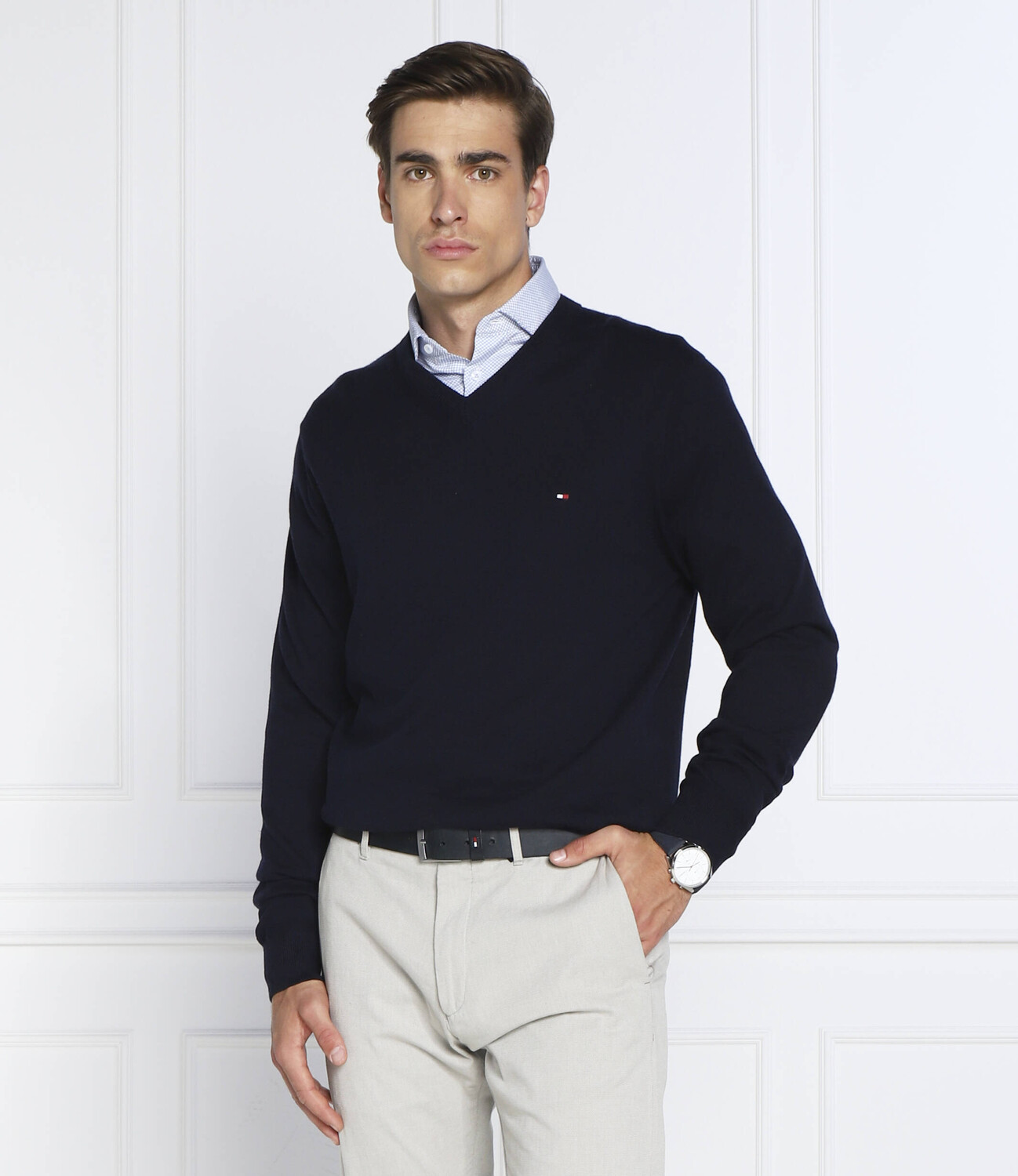 Свитер Tommy Hilfiger regular fit, темно-синий — фото 3