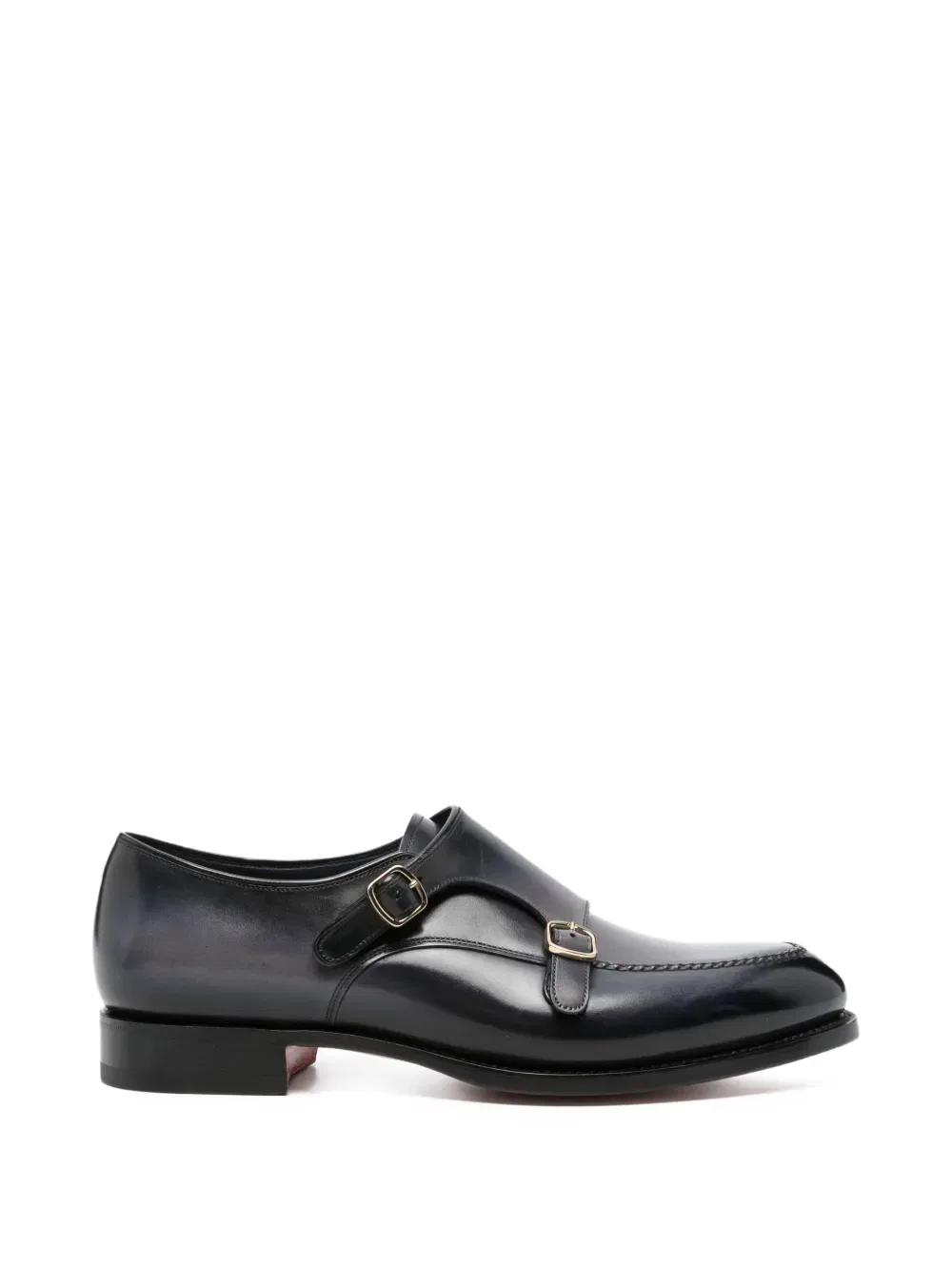 Кожаные монашеские туфли с пряжкой Santoni, синий