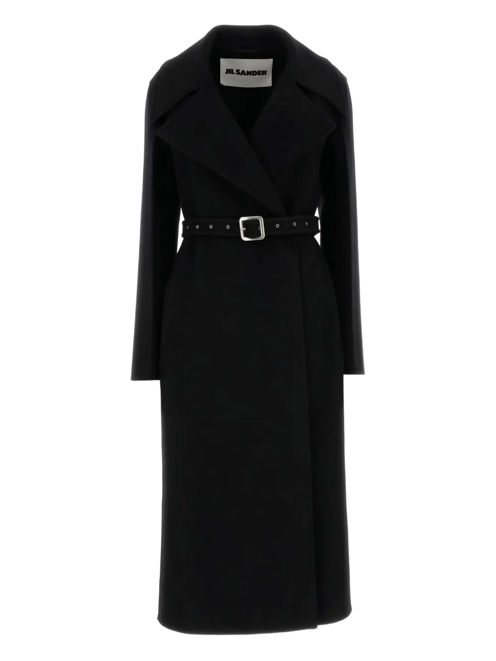 

Шерстяное пальто с поясом JIL SANDER, черный