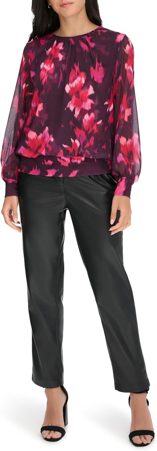 

Женская блузка с длинным рукавом и принтом Calvin Klein, Aubergine Multi