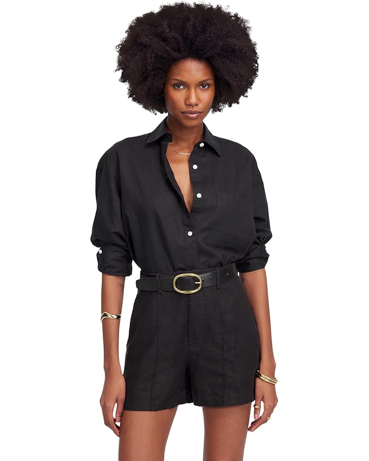 

Шорты Madewell Linen Trouser Shorts, цвет Jet Black