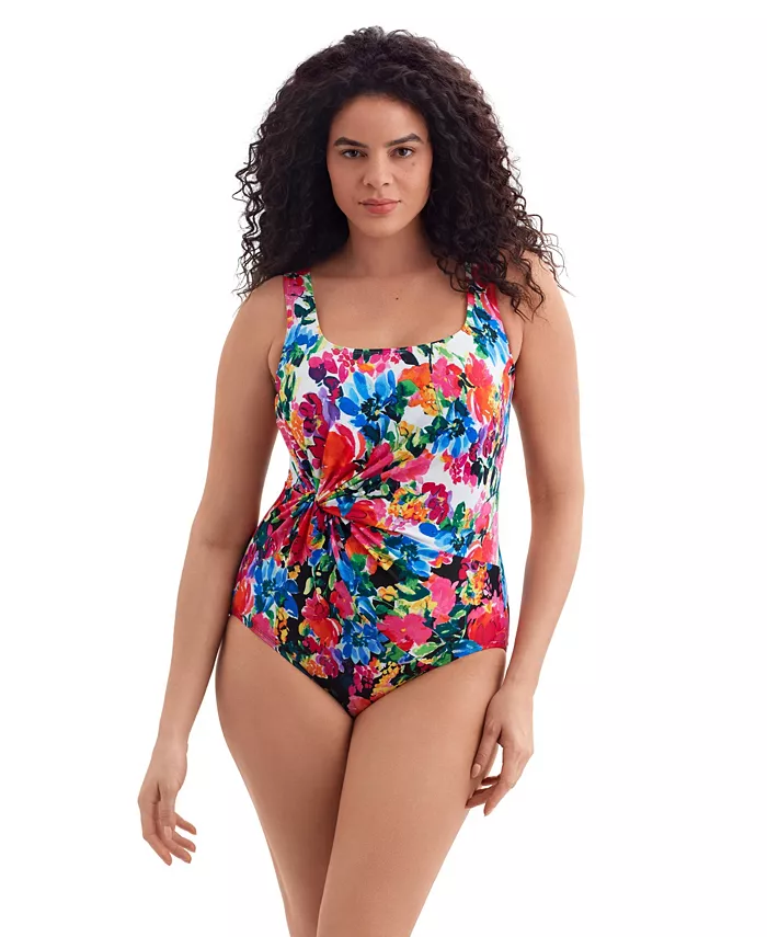 

Женский цельнокроеный купальник Tidal Wave Twist Drape Tank Longitude by Mimi Flamingo, мультиколор