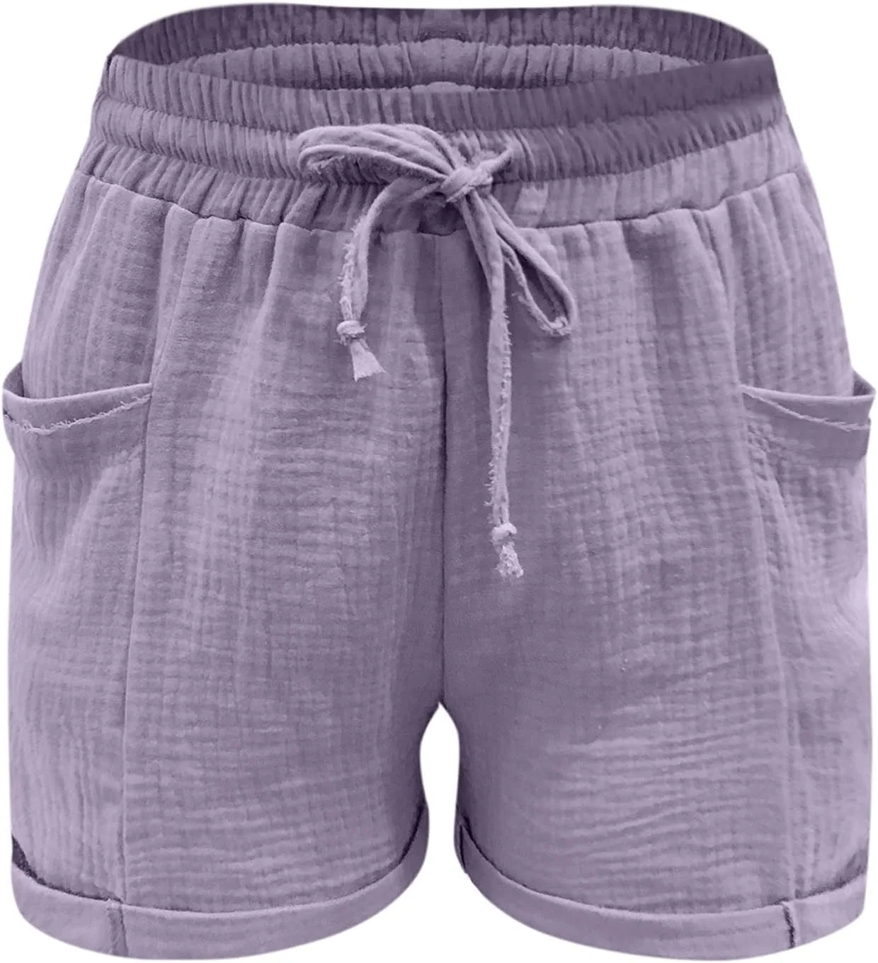 Льняные шорты для женщин Baggy Casual с высокой талией и кулиской — фото 3