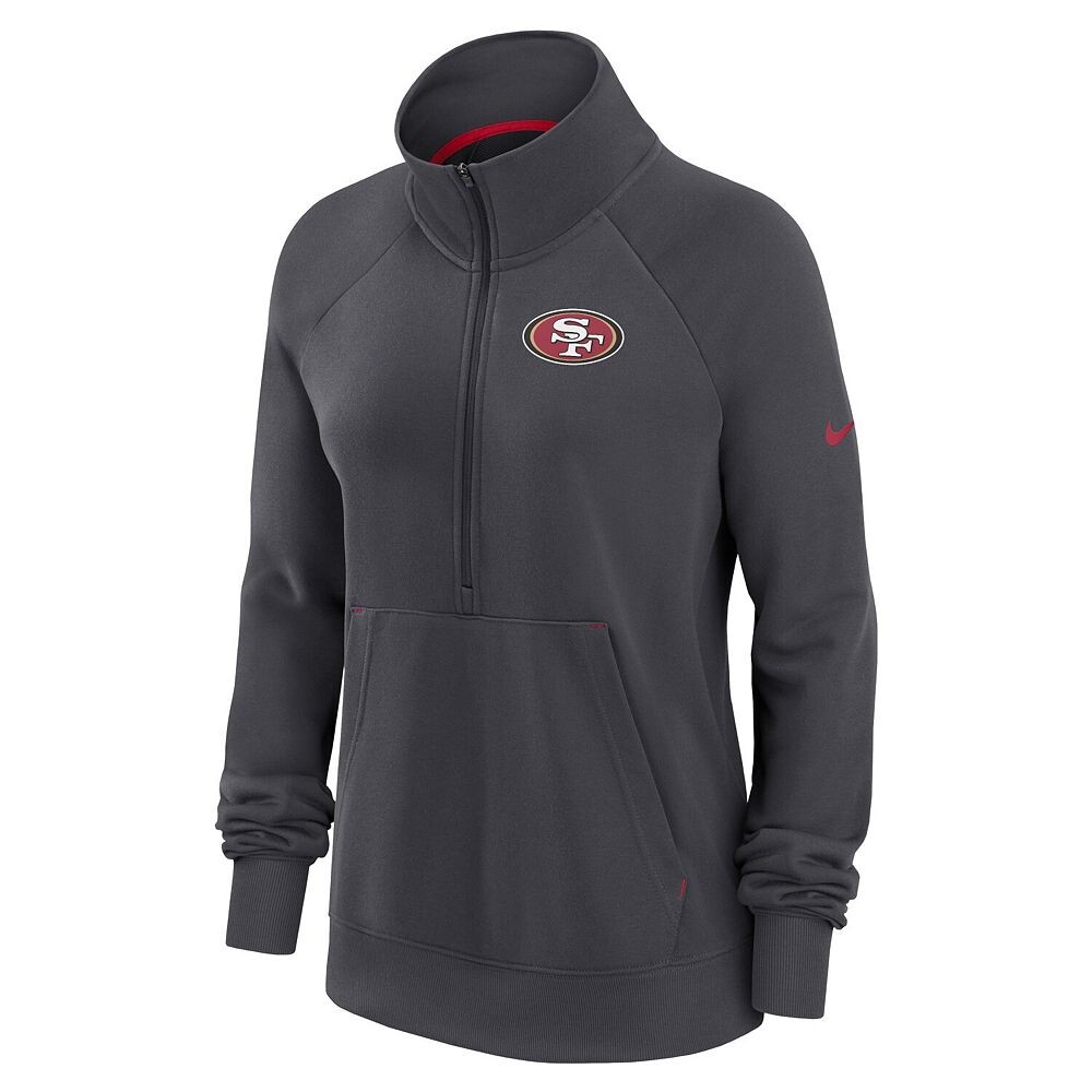 Женская толстовка с молнией до половины длины Nike Charcoal San Francisco 49ers Premium Raglan Performance, цвет Charco — фото 3