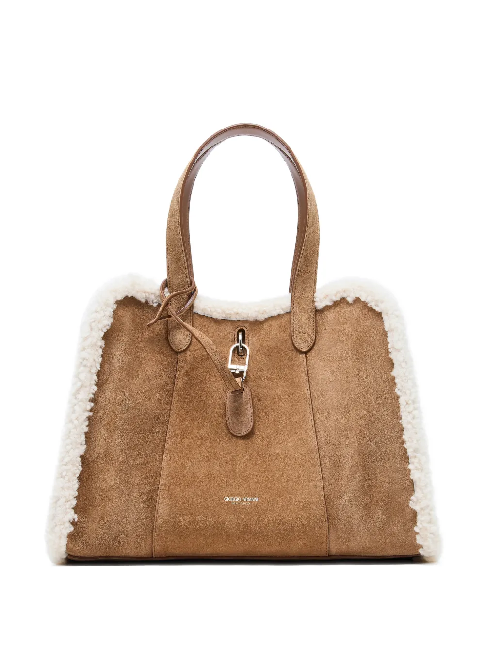 

Сумка-тоут с отделкой из тедди Giorgio Armani, коричневый