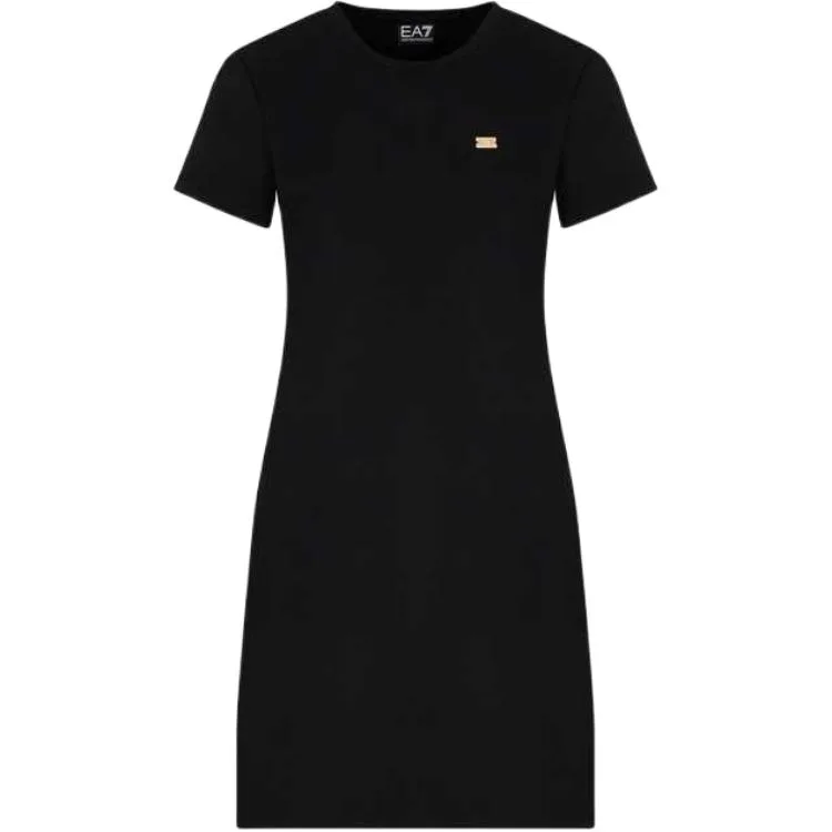 EMPORIO ARMANI Платье с коротким рукавом EA7 SS25 женское черное
