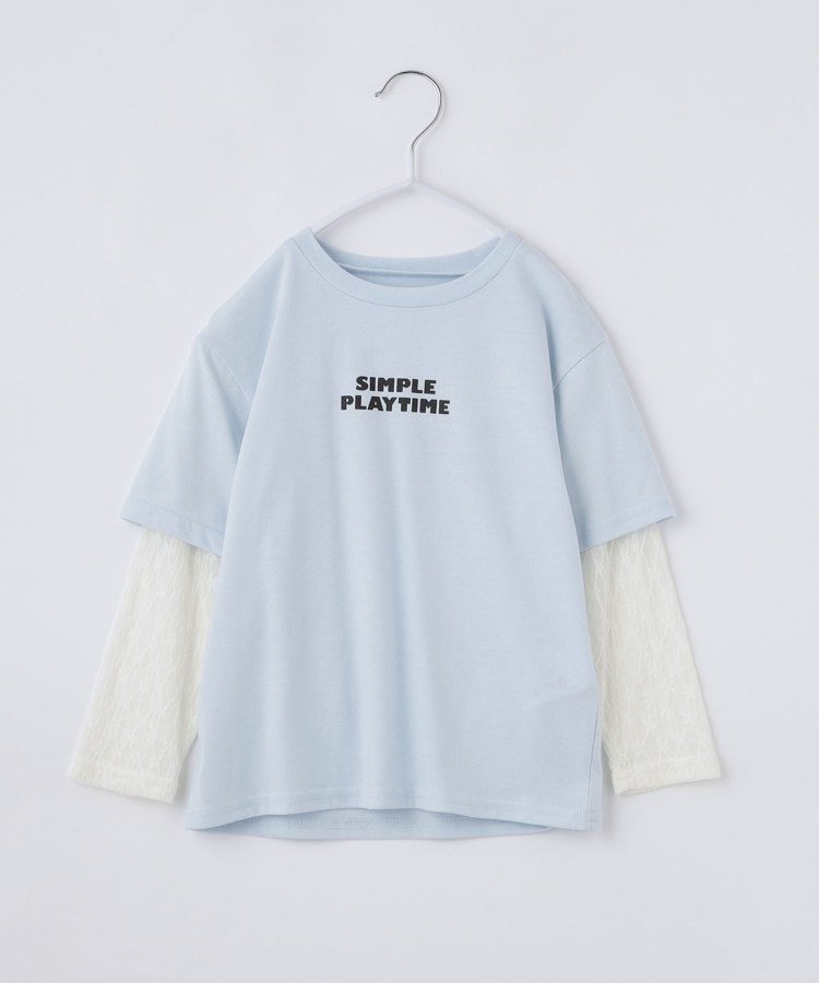 Многослойная футболка с длинными рукавами и кружевной аппликацией THE SHOP TK, Lavender(080) — фото 2