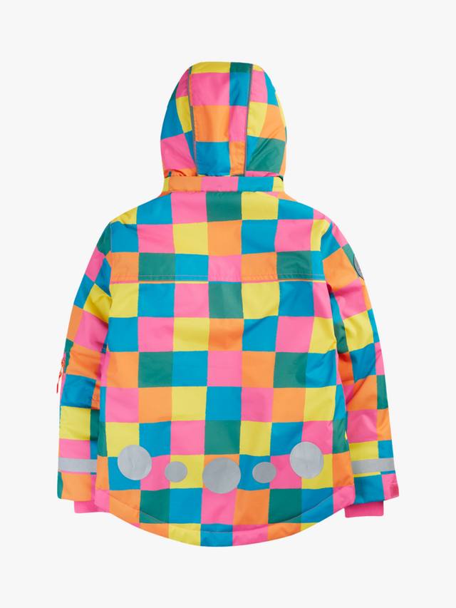 Детская водонепроницаемая куртка с капюшоном для снега и лыж Frugi, Rainbow Check — фото 3