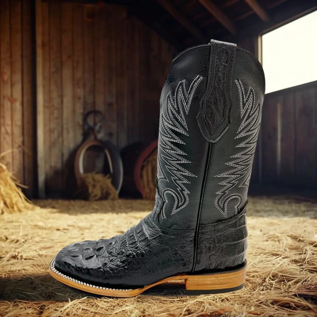 

Мужские кожаные ковбойские ботинки Western Shops с экзотическим питоновым рисунком и квадратным носком The Western Shops, черный