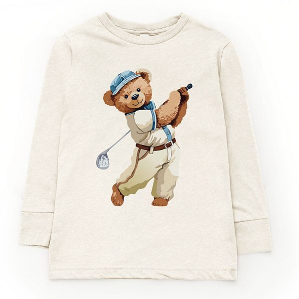 

Футболка с длинным рукавом Watercolor golf bear для детей The Juniper Shop, Natural