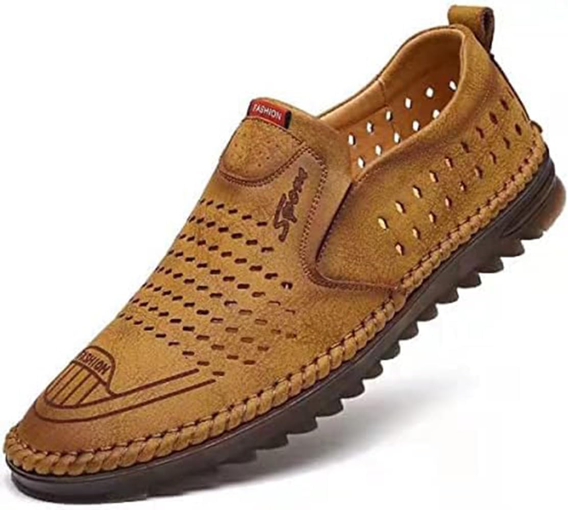 

Мужские лоферы TangDao, кожаные мокасины с удобной посадкой, пенни-лоферы, дышащие, легкие повседневные туфли и прогулок, Brown Hollow