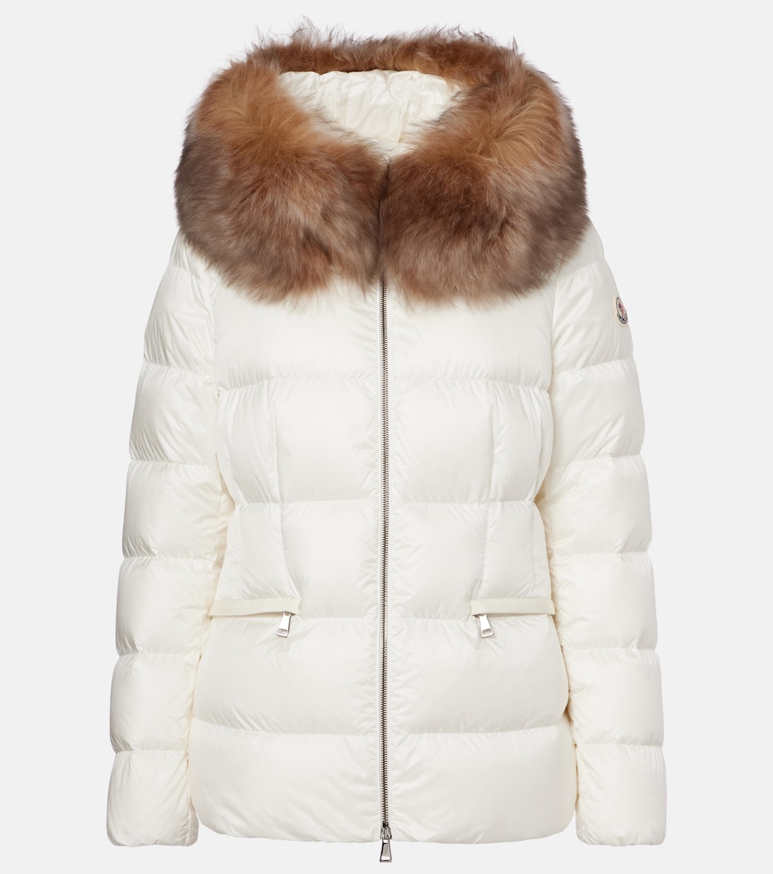 

Пуховик Boed с отделкой из овчины Moncler, бежевый
