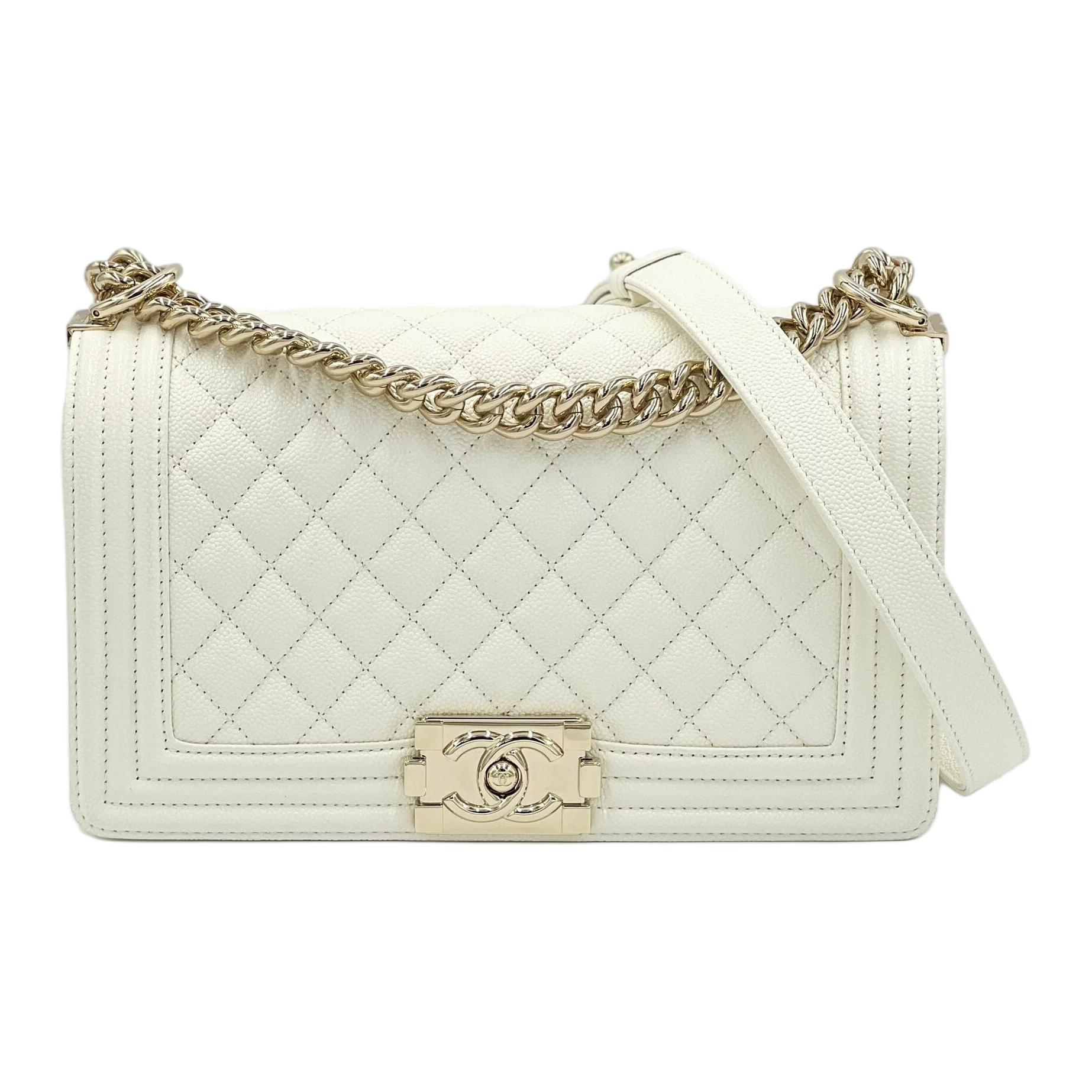 

CHANEL Сумка через плечо из кожи коровы кавиар, кроссбоди женская белая