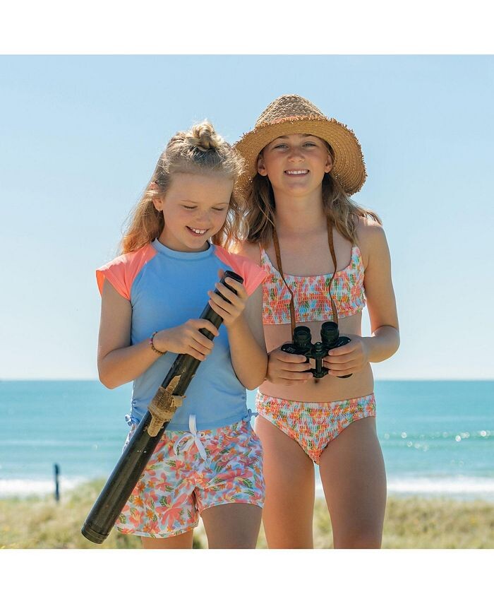 Бикини Snapper Rock Girls' Hawaiian Luau из экологически чистого материала со сборками - Little Kid, Big Kid, оранжевый — фото 3