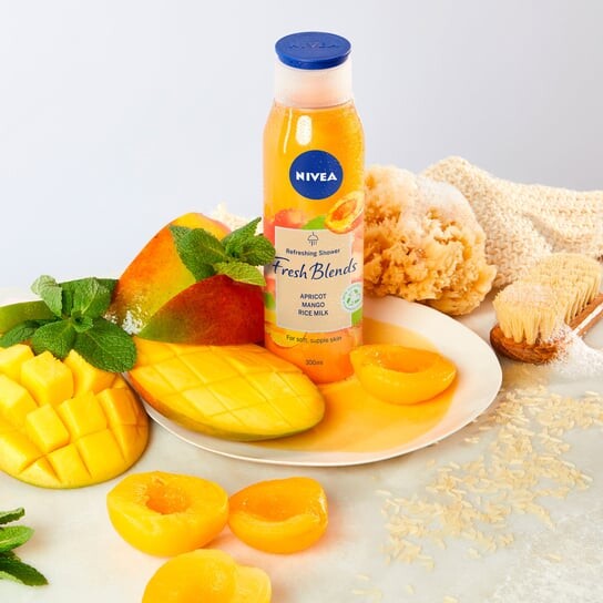 Освежающий гель для душа «Абрикос, манго и рисовое молоко» 300мл Nivea, Fresh Blends Refreshing Shower — фото 3