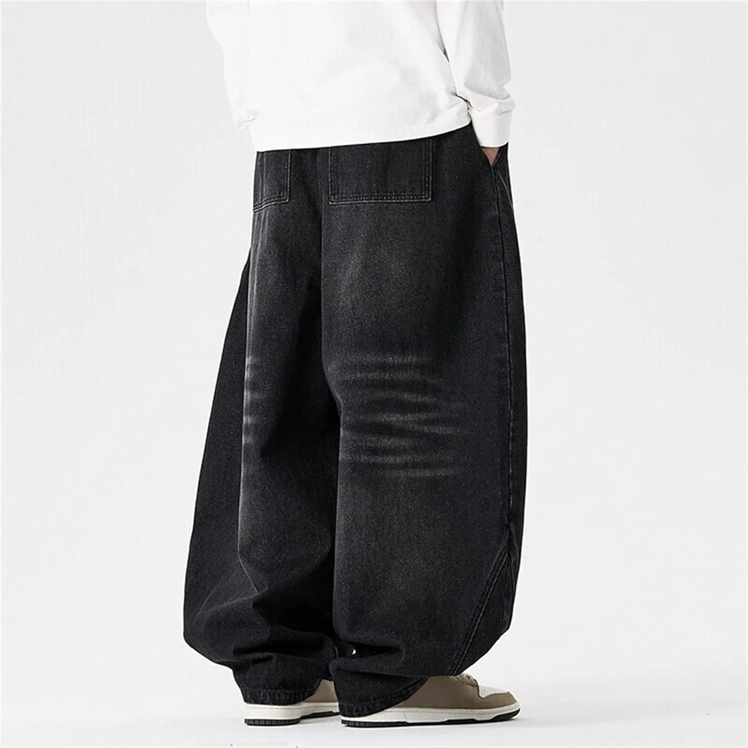 Джинсы свободные Men's Baggy Y2K Hip Hop Street, Black — фото 3
