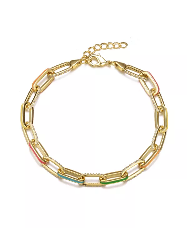

Браслет-Цепочка для подростков, покрытый 14-каратным золотом и разноцветной эмалью Gigigirl, gold