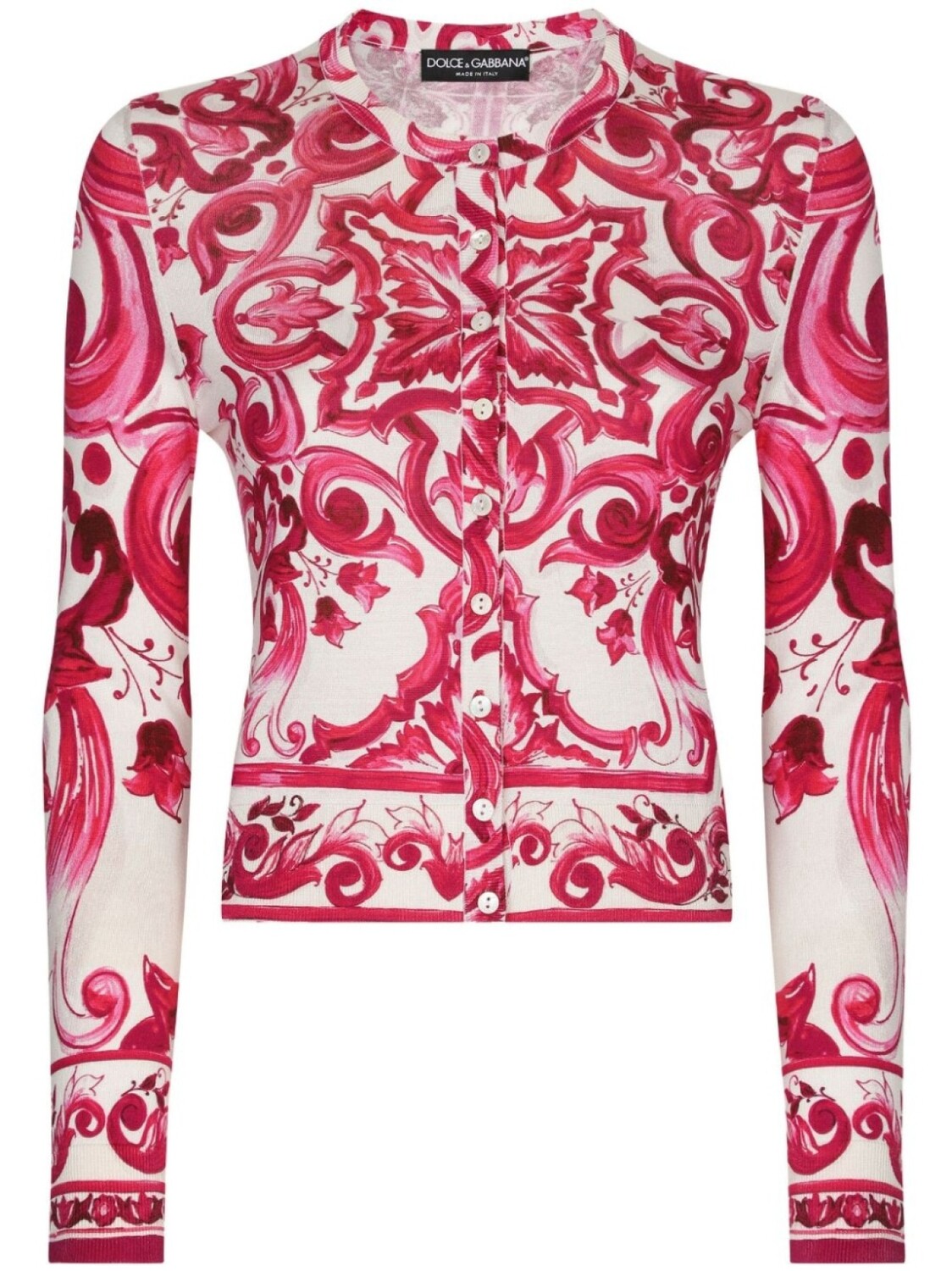 

Dolce & Gabbana шелковый кардиган с принтом Majolica, белый
