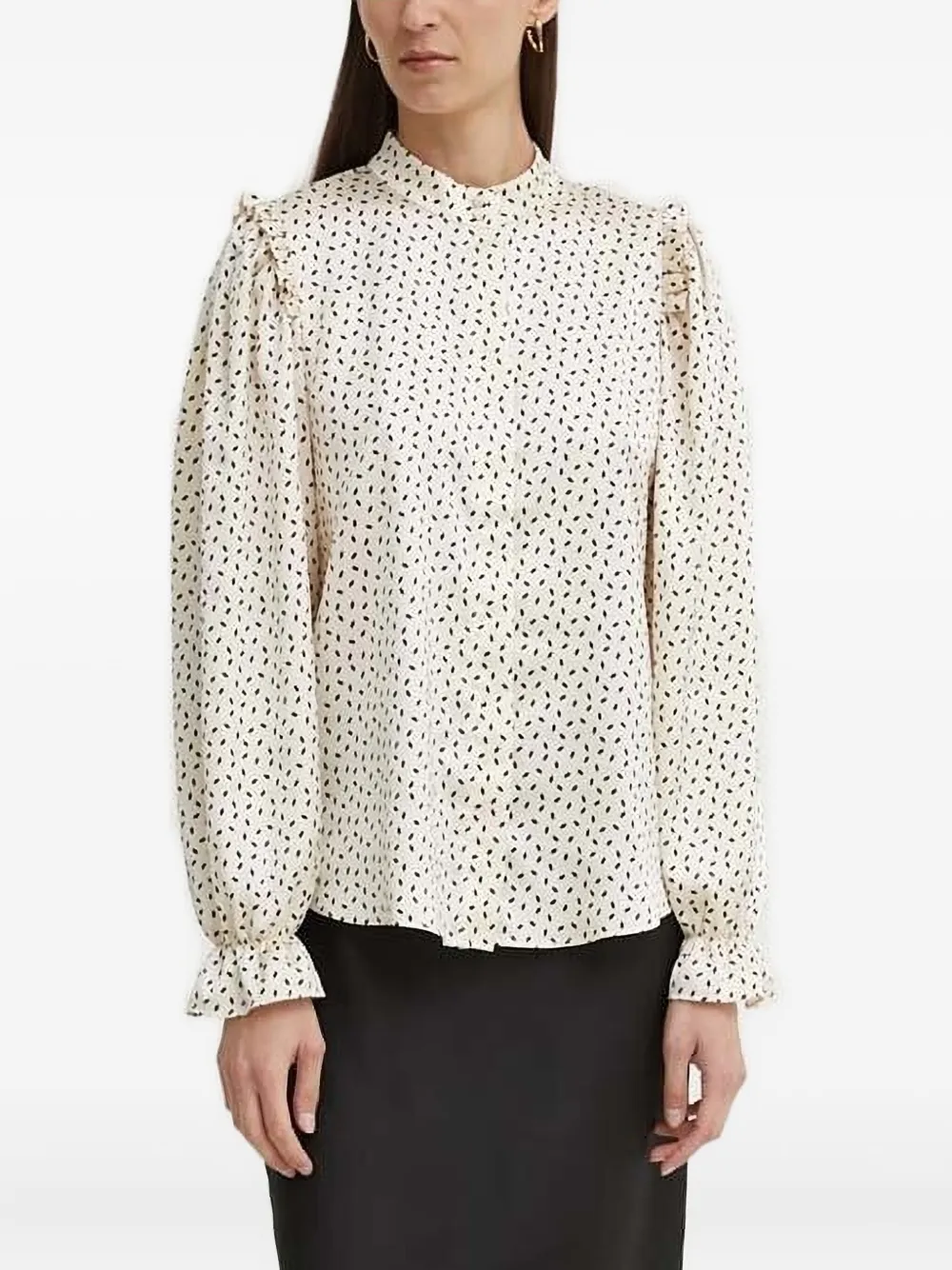 

Блузка с принтом и оборками Bruuns Bazaar, белый