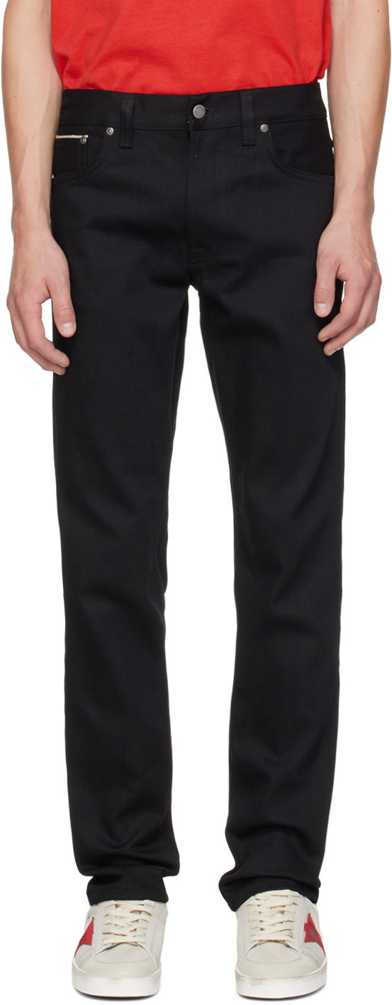 

Черные джинсы Lean Dean Nudie Jeans, Black dry selvage
