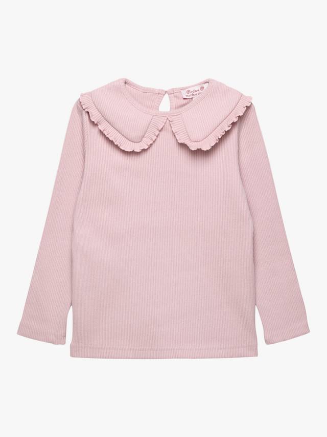 

Детская блузка с длинными рукавами и кружевным воротником из хлопка Grace Trotters, Dusky Pink