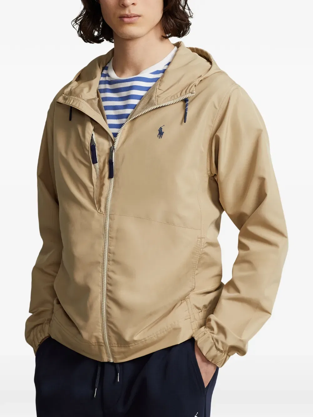 Куртка с капюшоном и вышитым логотипом Polo Ralph Lauren, нейтральный — фото 3