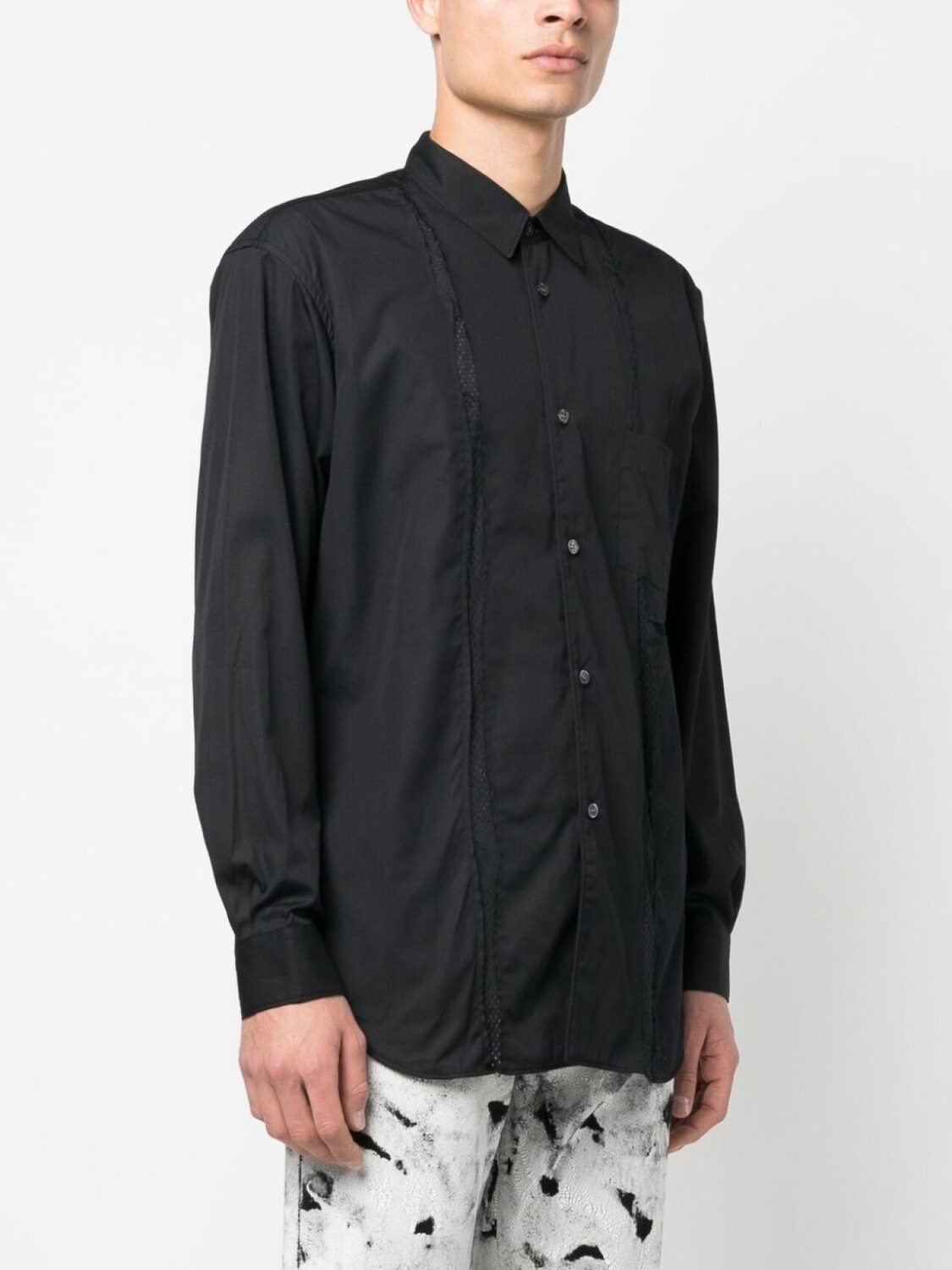 Comme Des Garçons Shirt рубашка с длинными рукавами и сетчатой вставкой, черный — фото 3