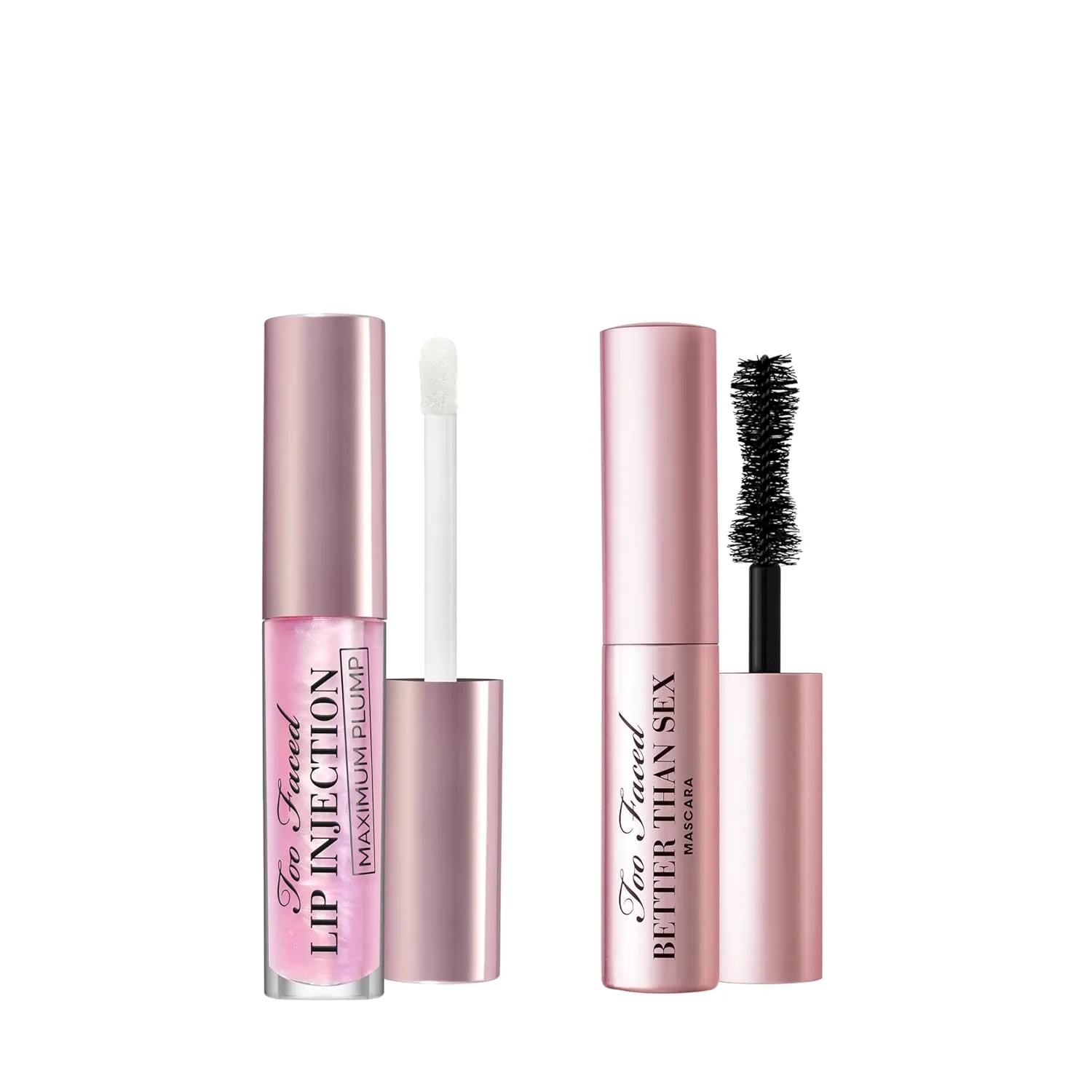 Набор Too Faced Better Than Sex Mascara и Lip Injection Plumper Travel Set: тушь для объема 5 мл + блеск для губ с эффектом увеличения 3 мл, Black