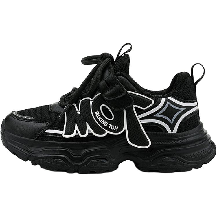 

Нескользящие, износостойкие, дышащие, легкие, амортизирующие детские кроссовки средней высоты для повседневной носки. TALKING TOM, черный