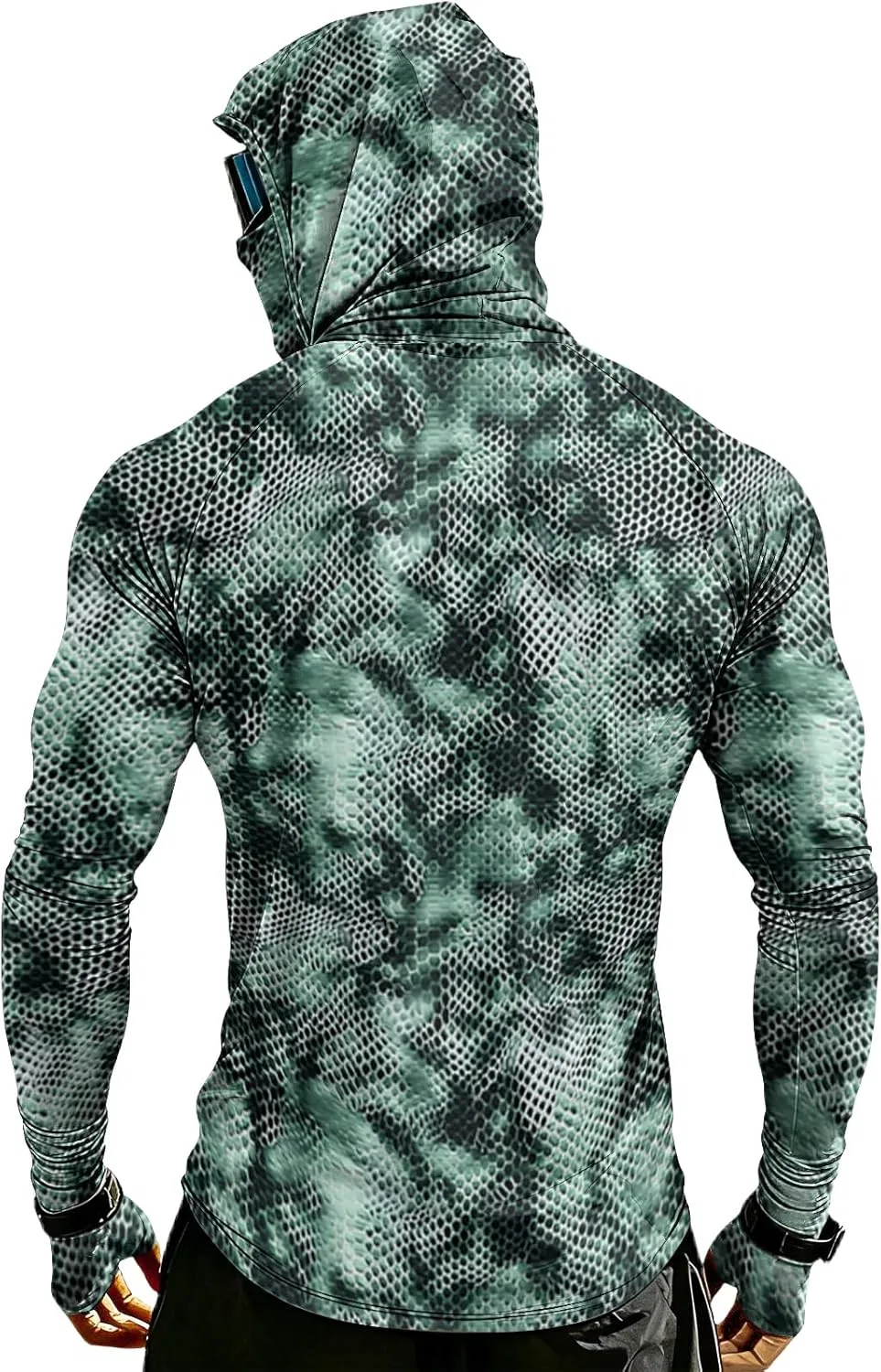 Мужская футболка с капюшоном и маской, UPF 50+, Generic, черный — фото 2