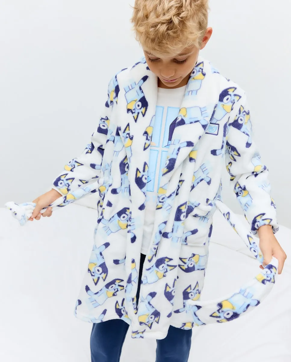 

Халат Bluey с фантазийным принтом детских лиц Cotton Juice, темно-синий