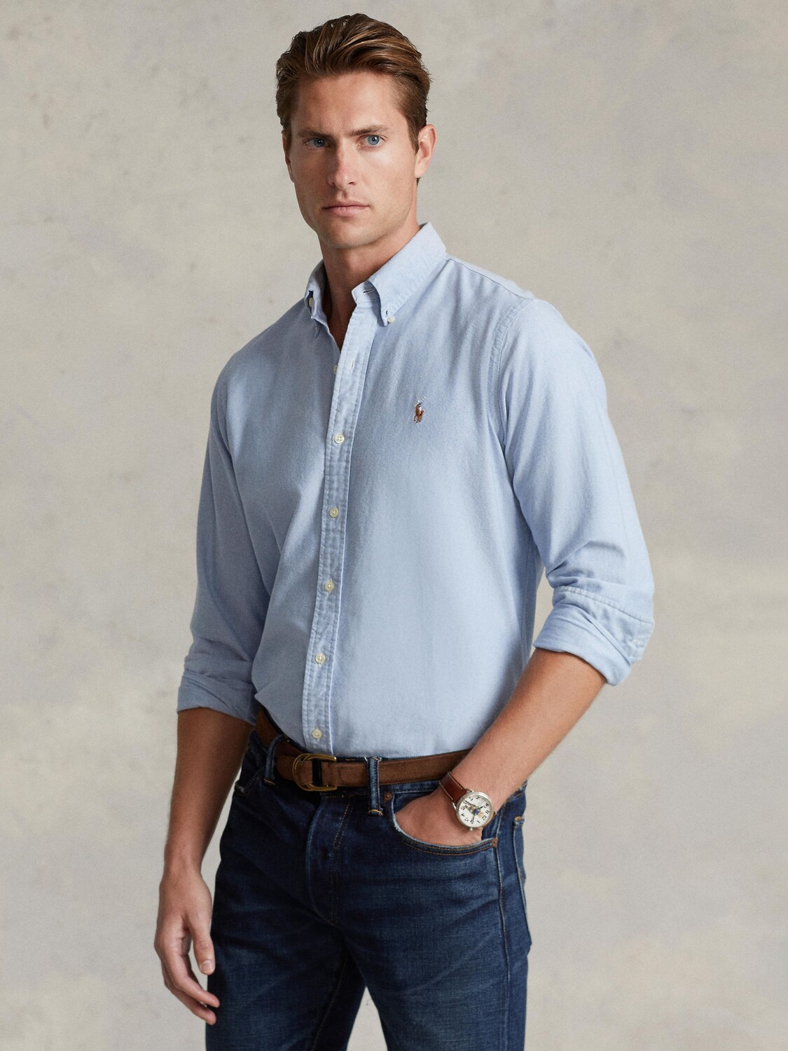 

Рубашка Polo Slim Fit Оксфорд Ralph Lauren, небо