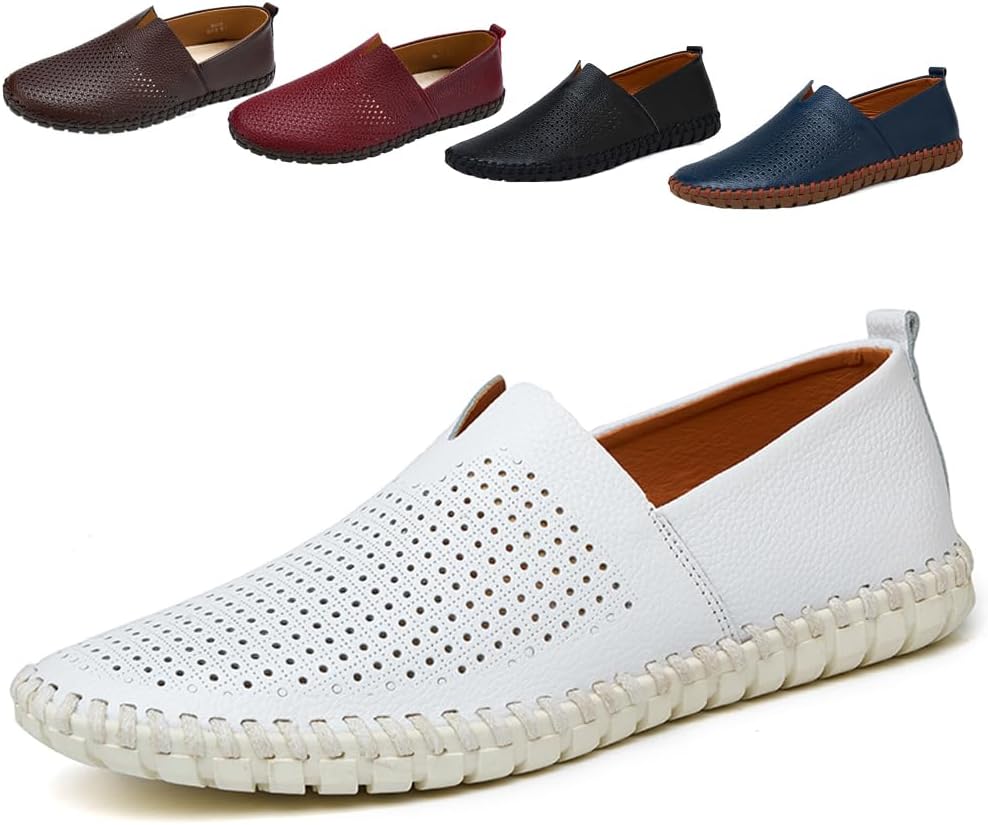 

Мужские кожаные мокасины для вождения, повседневные слипоны Noblespirit, белый